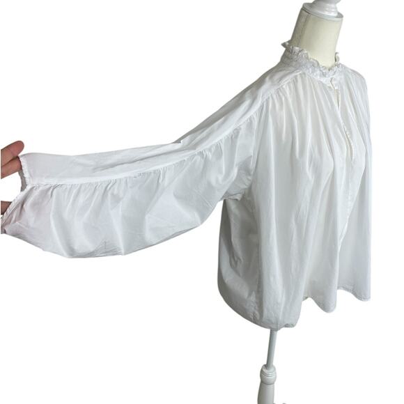 Zara Cotton Poet Blouse Women's Size XS Oversized Ruffle Romantic Boho Whimsy - Picture 9 of 12